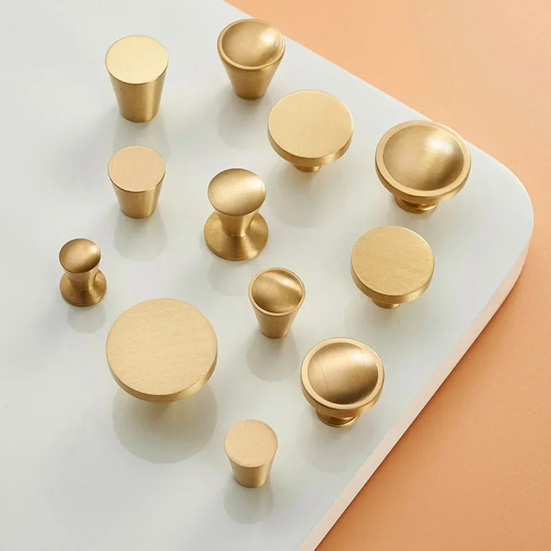 Modern Simple Solid Brass Cabinet Knobs Furniture Wardrobe Handle Kitchen Copper Pulls Doorknob Oasis Select