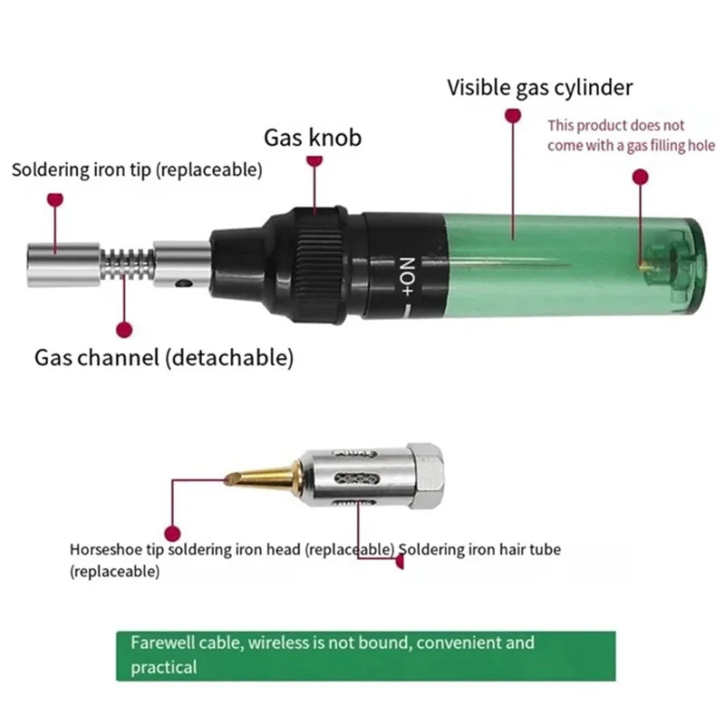 Hot Sale Portable Soldering Iron Kit 1300 Celsius Welding Pen Burner Blow Torch Gas Soldering Iron Cordless Butane Tip Tool Oasis Select