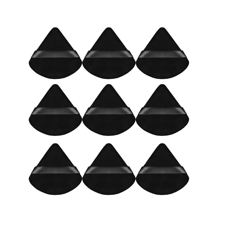 1/3/5/7/9pcs Velvet Cosmetic Powder Pufff Makeup Sponge Puff Dry Use Triangle Makeup Puff Women Soft Smooth Face Makeup Tools Oasis Select 9pcs black