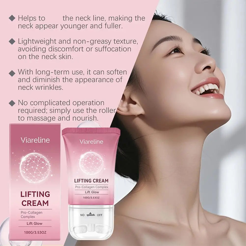 Pro-Collagen Firming Neck Cream With Massage Roller, Lifting, Reduces Fine Lines, Neck Skin Tightening, Anti-Aging, Necks Care Oasis Select