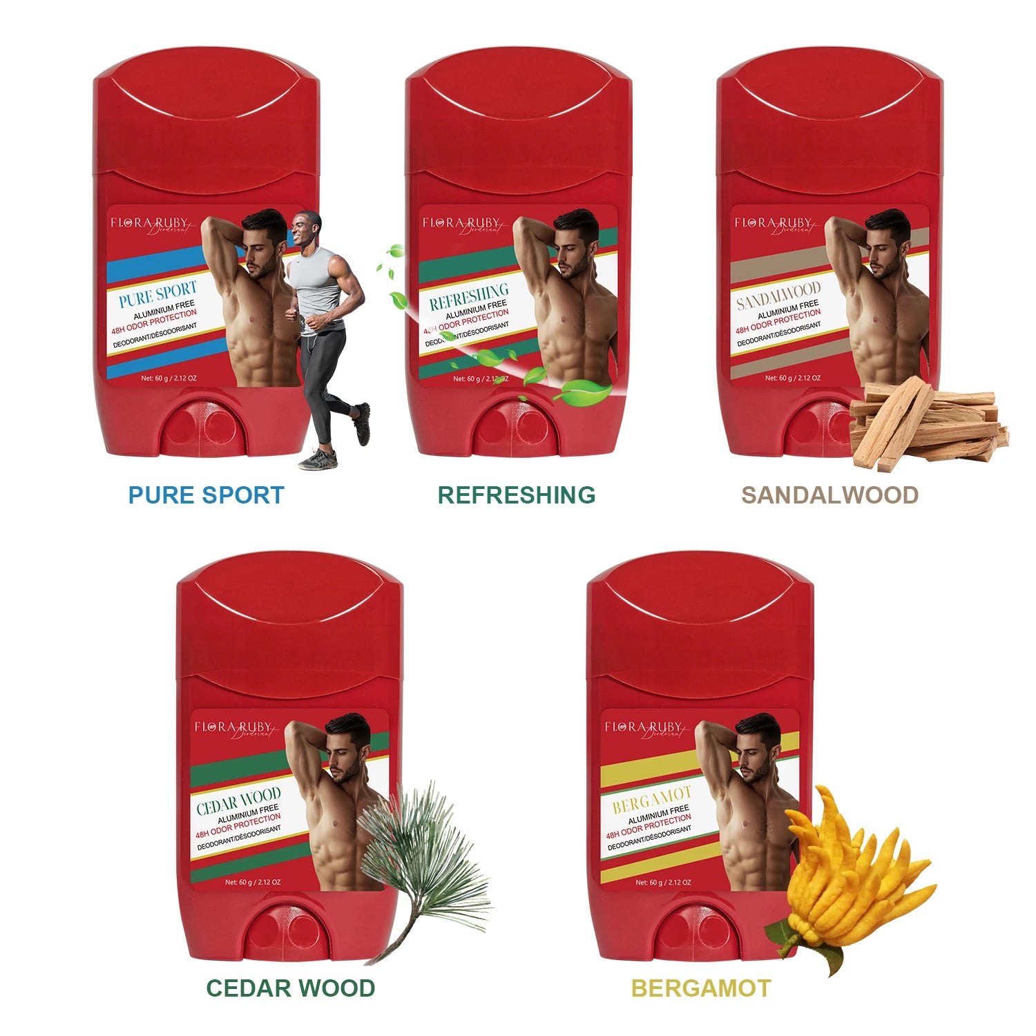 Aluminum Free Deodorant Men,High Endurance,48H Sweat Defense & Odor Protection,Freshness & Lasting,Pure Sport Scent 2.12OZ(60g) Oasis Select