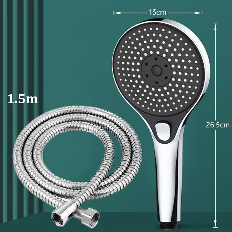 3-Speed High-Pressure Shower Head Set | Large Panel, Water Saving