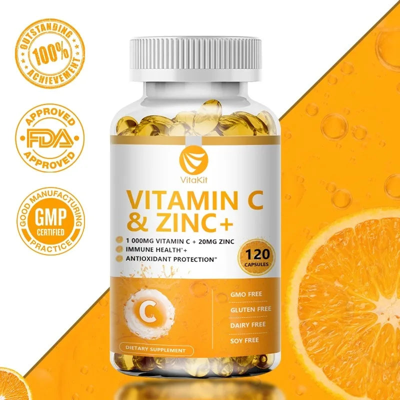 VitaKit Vitamin C 1000mg + Zinc 20mg – 120 Vegan Capsules Vitamin Supplement Oasis Select 60 Capsule