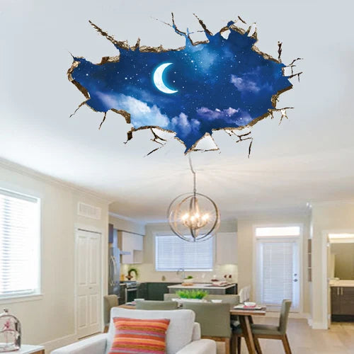 Space 3D three-dimensional wall pasted living room ceiling wall bedroom Creative room decoration wall painting background Oasis Select 3 60cm x 90cm