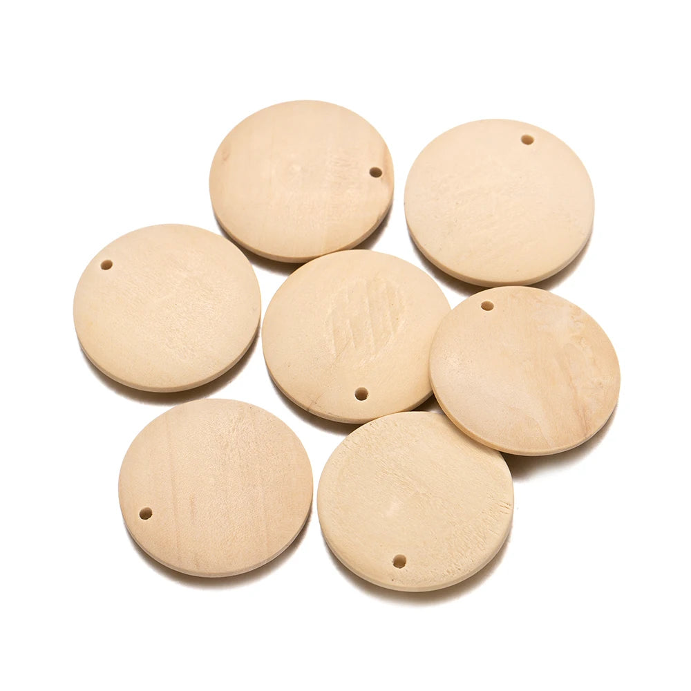 20pcs Round Blank Wooden Pendants Base For DIY Handmade Earrings Necklaces Jewelry Making Supplies Accessories Decorative Charms Oasis Select