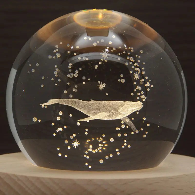 Bird's Poem Whale Crystal Ball Music Box Rotating Ornament, Music Box Creative Light Gift Ornament Oasis Select