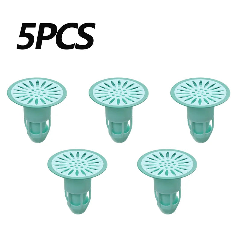 floor drain deodorizer sewer deodorizer gag catcher bathroom sewer filter anti-bug cockroach bathroom toilet sealing plug cover Oasis Select Green 5PCS