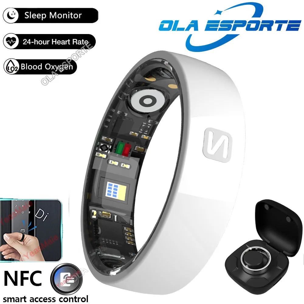 Smart NFC Ceramic Ring – Sleep, Heart Rate & SpO2 Tracker