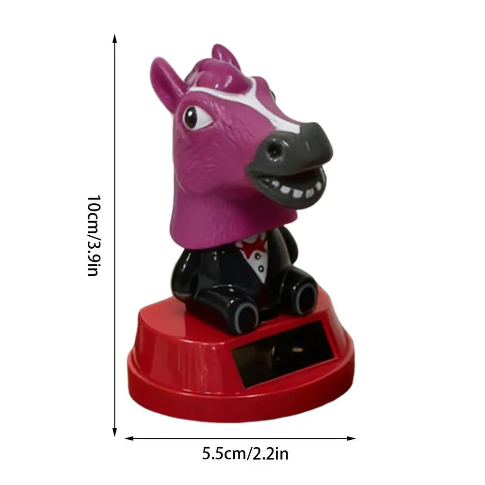Car Ornament Solar Ornament Bobblehead Doll horse Shape Ornament Gift Creative Interior Car Supplies Car Dashboard Ornament Oasis Select White