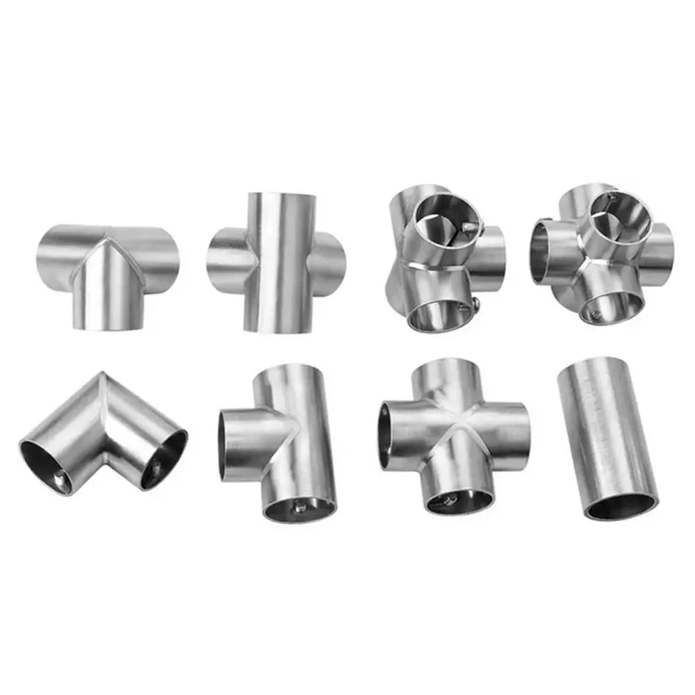 1Pcs New Tee Straight Elbow Pipe Connector 2/3/4/5/6 Way Stainless Steel Pipe Fittings 25mm Tube Joint Furniture Hardware Oasis Select