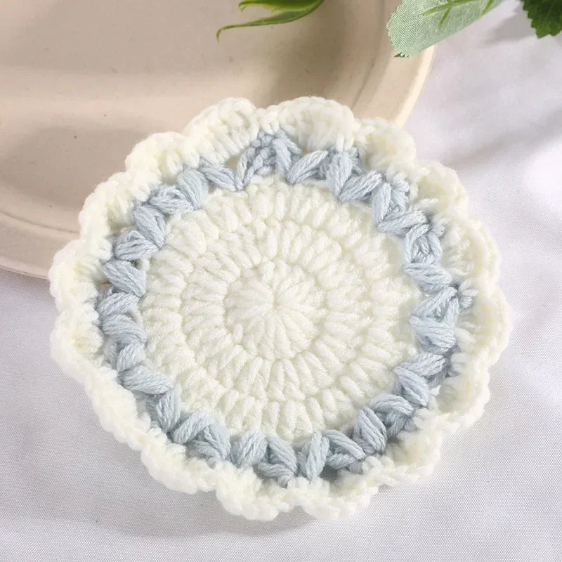 Wave Lace Coaster Simple Fashion Cute Flower Knitted Coasters Hand-woven Thermal Insulation Mat Table Decoration Cup Pads Oasis Select 7