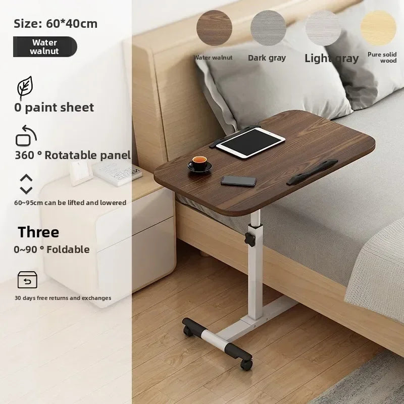 Laptop computer table Bedside table can be lifted and lowered 360 degrees Rotating desktop Simple portable mobile table Oasis Select Walnut 305