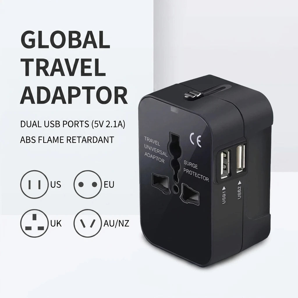Dual USB Ports Universal Travel Adapter UK to EU Plug Wall Charger AC Power Converter for EU UK US AU Oasis Select