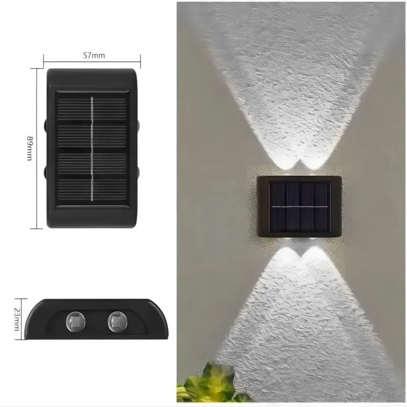 4LED Beads Up and Down Light Solar Powered Waterproof Wall Light for Courtyard Garden Carport Oasis Select XBD001(4LED white)