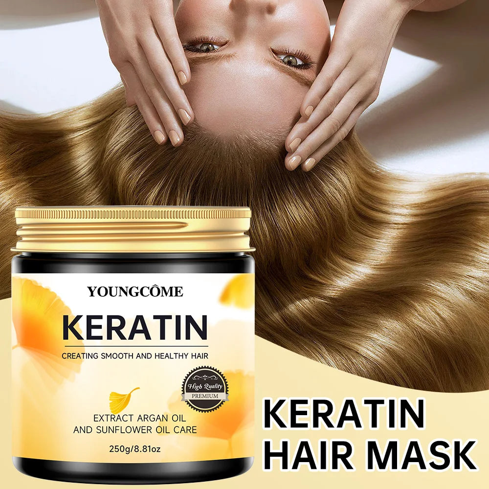Keratin Hair Mask with Argan Oil – Sulfate-Free, 250g | YOUNGCOME