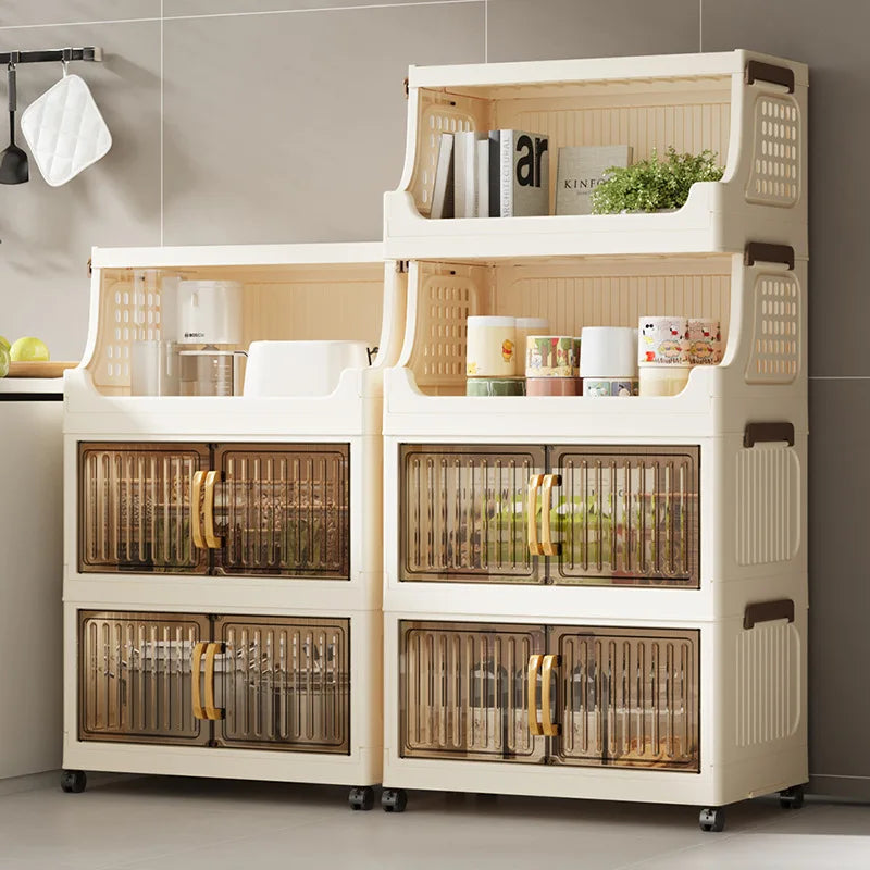 40-50-60 transparent household living room multi-layer mobile snack locker storage folding rack locker Oasis Select