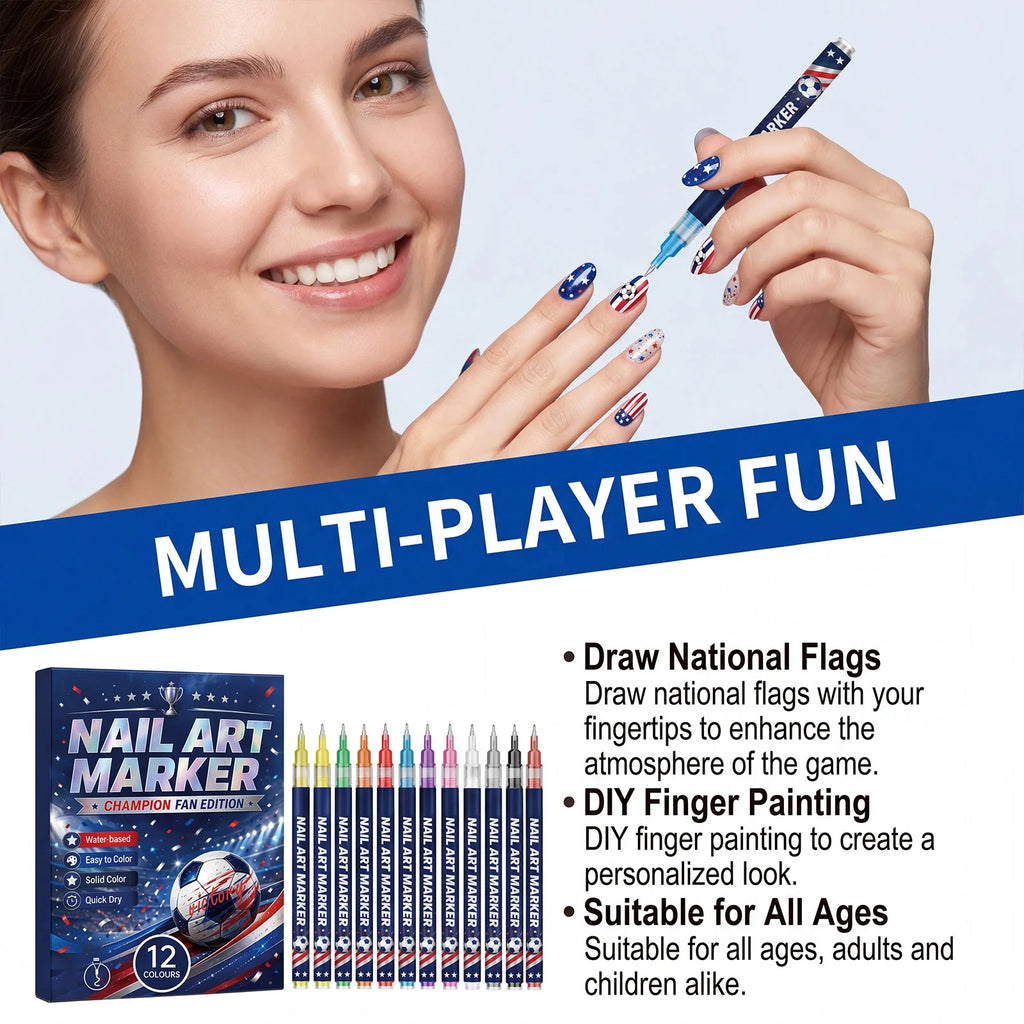 Fan Edition Nail Art Markers Waterproof Solid Color Fine Tip Nail Polish Drawing Pen DIY Sports Pattern Nail Design Man icure Su Oasis Select