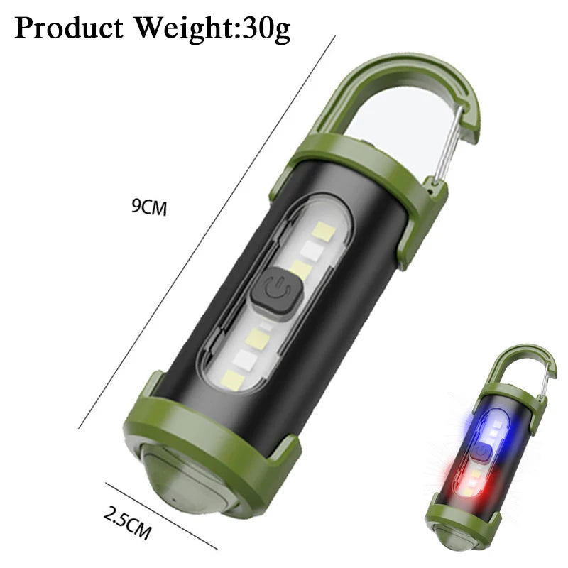 7 Modes Rechargeable COB LED Keychain Flashlight, Portable Hanging Emergency Work Lamp for Camping Walking Outdoor Gear Oasis Select C Style