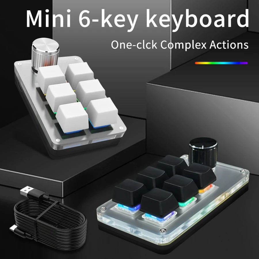 6-Key RGB Macro Mechanical Keypad with Knob – Custom Programming Macro Keypad Oasis Select