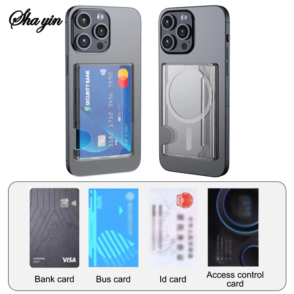 Magnetic Clear Wallet Case Card Slots – iPhone 12 to 16 Pro Max