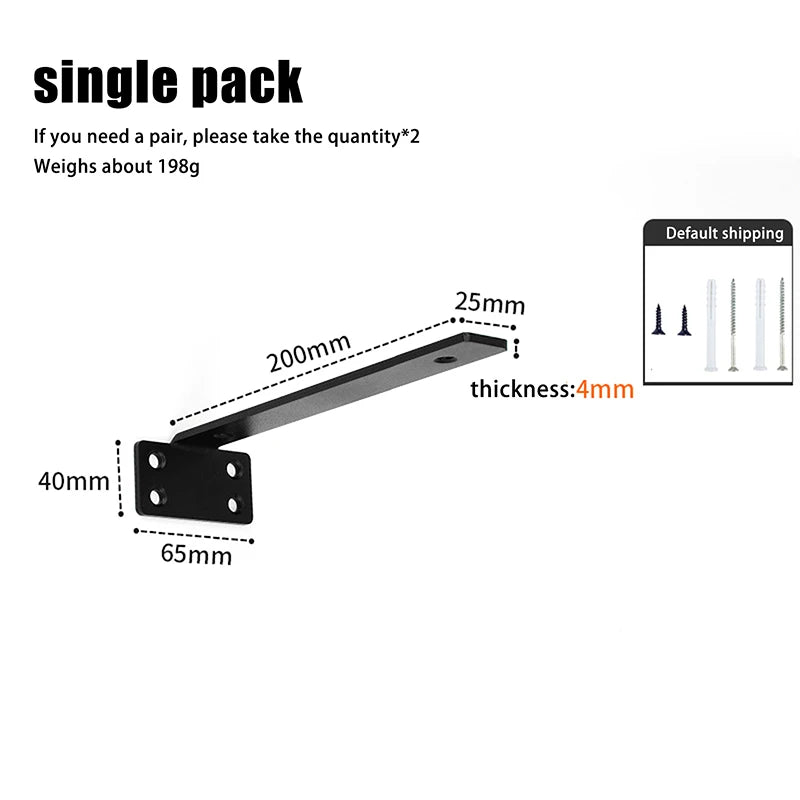 6/8/10/12inch Heavy Duty Cast Iron Shelves Brackets Floating Shelf Brackets 4MM Thicked Invisible L Brackets For Shelves Support Oasis Select 8in Black