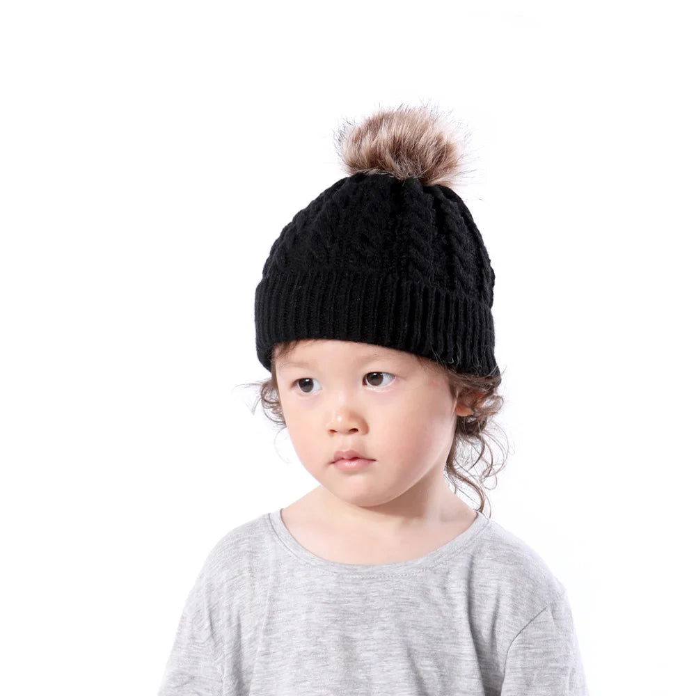Middle cap knitting Fried Dough Twists wool hat wool ball hat warm hat cover in autumn and winter Oasis Select 1