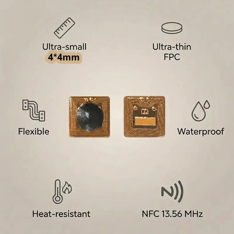 Ultra Thin 4*4mm FPC Ntag213 NFC RFID Sticker Programmable Micro Label for Access Control Supply Chain Management Oasis Select