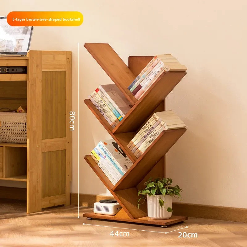 bookshelf Floor-to-ceiling shelf Living room integrated against the wall Corner small bookshelf Narrow children's bookcase Oasis Select Brown 5 layers