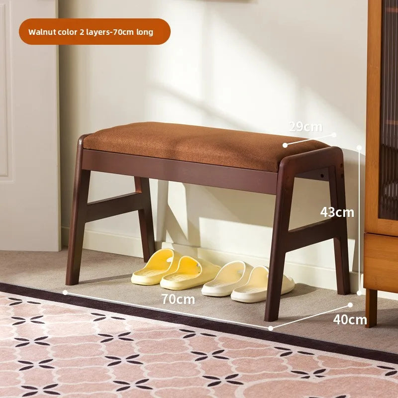 Solid wood shoe changing stool, household storage at the door, narrow shoe stool, shoe cabinet, simple wind fitting room stool Oasis Select Walnut single 70