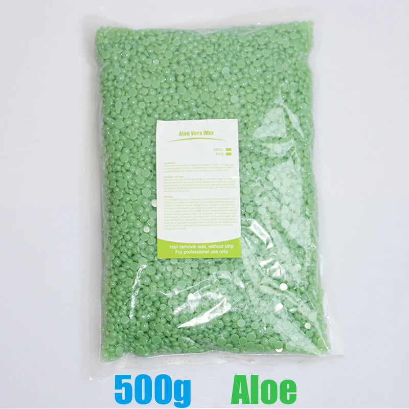 2026 Hard Wax Beans 50/200/500g for Wax Heater Painless Depilatory Body Hair Removal for Bikini Area Face And Body Oasis Select 500g-Aloe