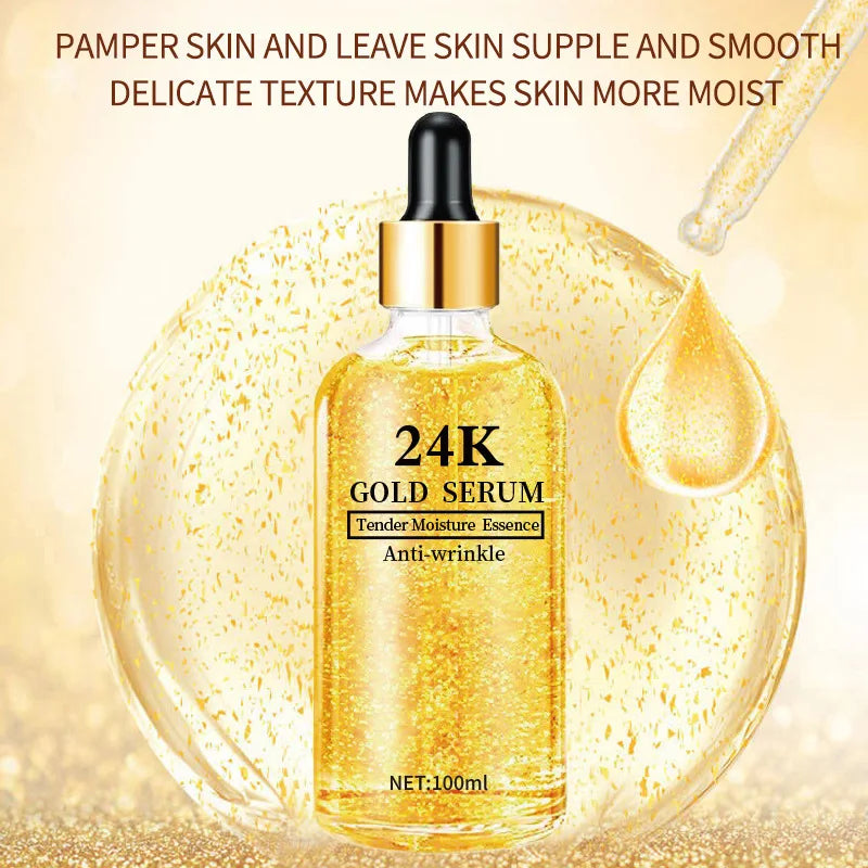 24K Gold Hyaluronic Acid Serum – Brightening & Hydrating 100ml Brightening Face Serum Oasis Select