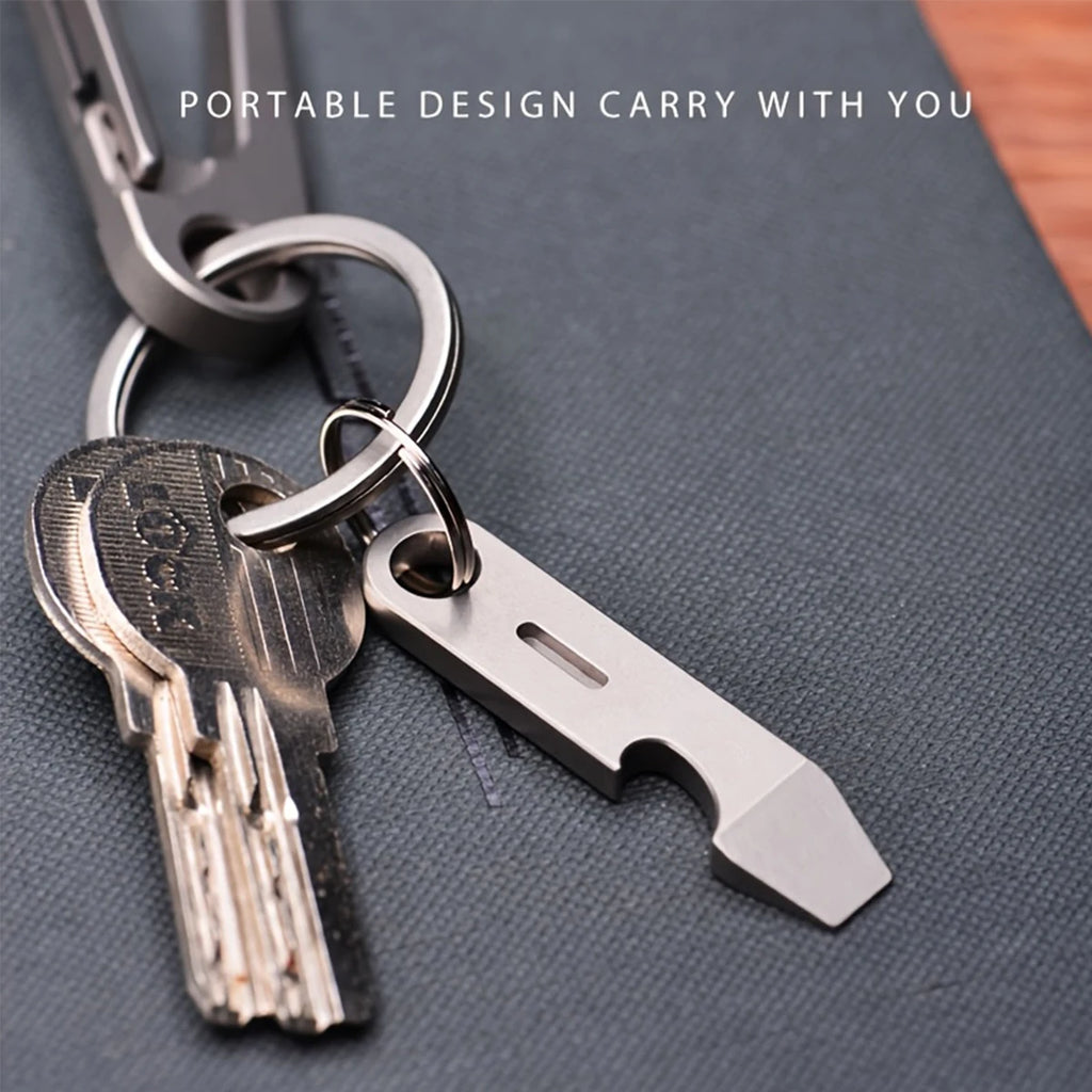 Titanium Alloy Bottle Opener Keychain Men’s Pendant EDC Outdoor Tool Mini Screwdriver Camping Gear Stainless Steel Small Crowbar Oasis Select