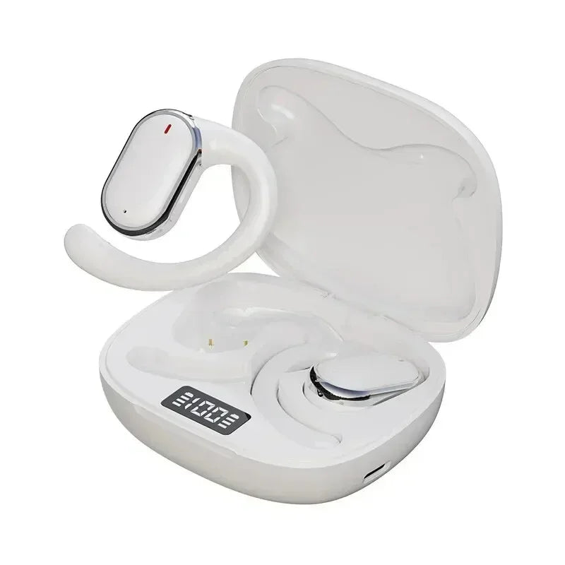 Wireless Ear Hanging Headset, Noise Reduction Hanging Earphones, Waterproof Ear Earphones For Sports Work Running Walking Oasis Select WHITE