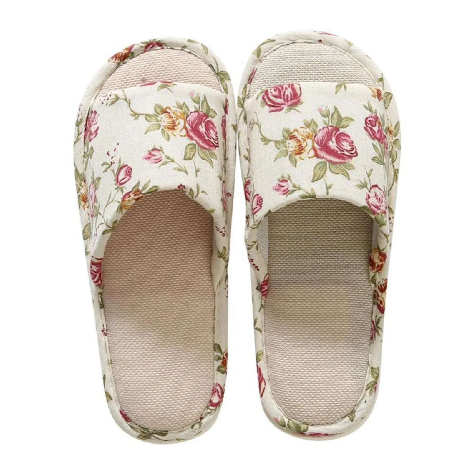Linen Anti-Slip Indoor Slippers for Men & Women | Breathable Indoor House Slippers Oasis Select Pink 37