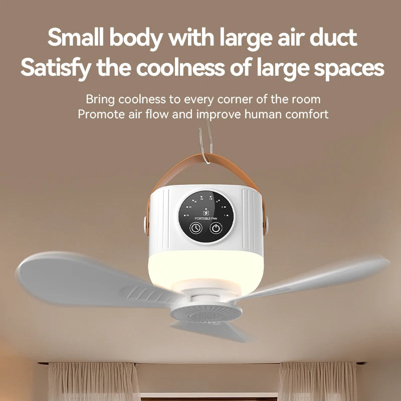 7200mAh Portable Ceiling Fan with LED Light Mosquito Repellent Remote Control 12H Timing Hanging Fan For Camping Tent Dorm Oasis Select