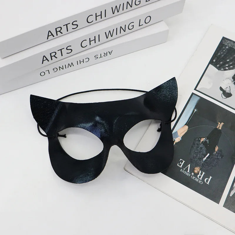 New PVC Cat Face Mask Luxury Venetian Masquerade Mask Women Sexy Fox Eye Mask For Fancy Dress Christmas Halloween Oasis Select Black