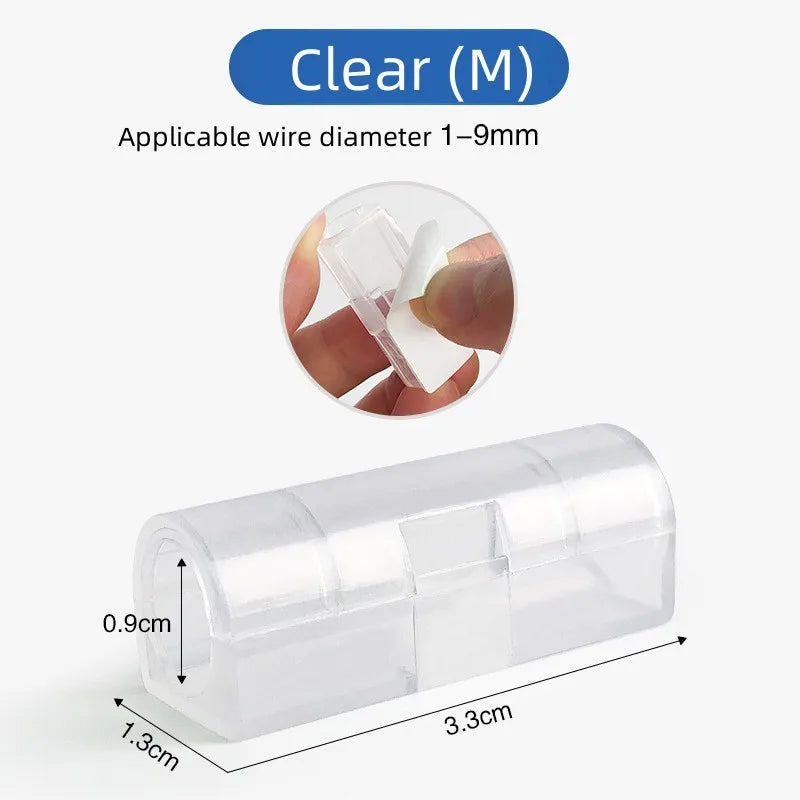 USB Cable Organizer Clips Wire Winder Holder Earphone Mouse Cord Clamp Protector Management Adhesive Hooks Desk Home Supplies Oasis Select 20PCS Clear M
