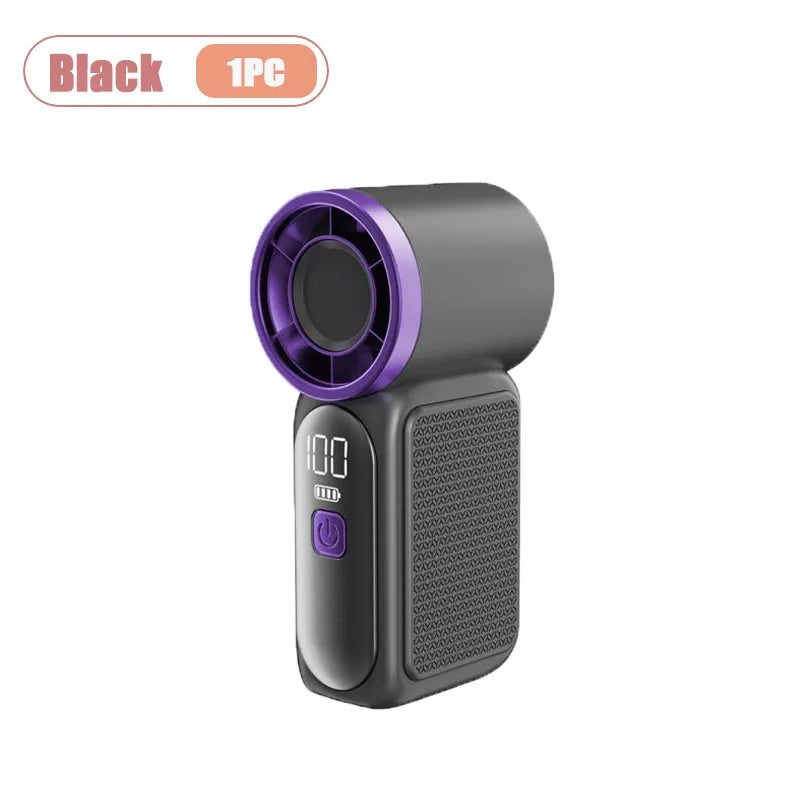 Long Lasting Turbo Mini Handheld Fan USB Rechargeable Portable Outdoor Small Fan High Speed Powerful Airflow Cooling Gadget Oasis Select Black-1PC