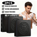 2PCS Men's Refreshing Essence Soap, Refreshing Cleaning Soap, Contains Vitamin B Vegan E Oasis Select black 200g