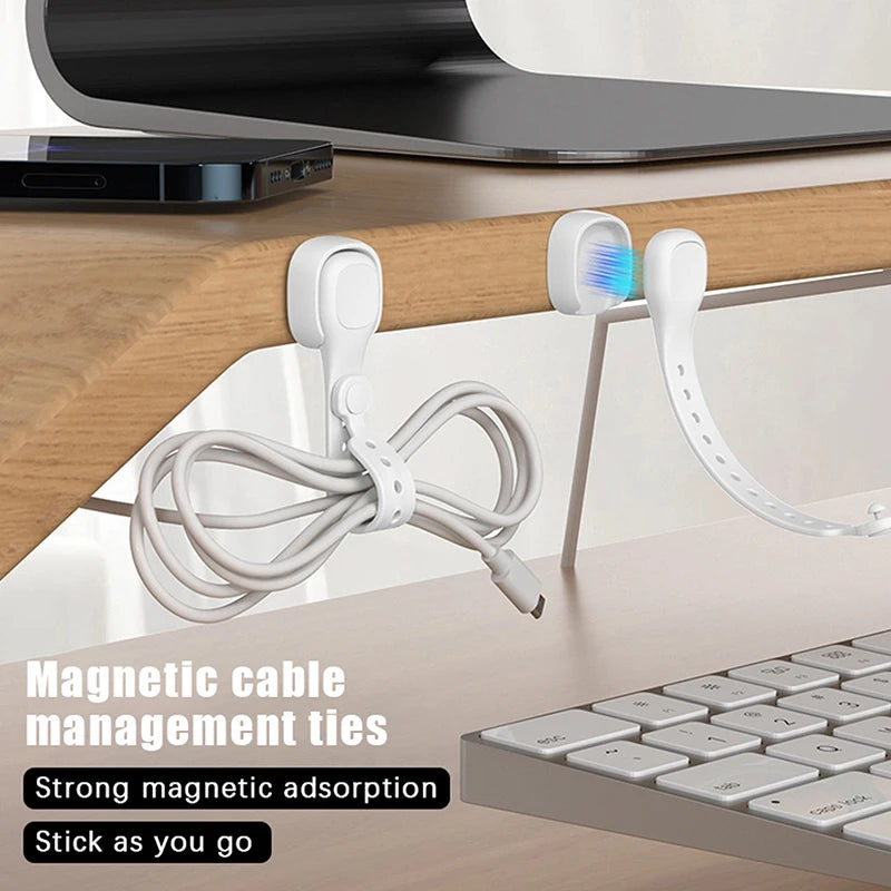 1PCS Magnetic Cable Management Ties Wire Organizer Cable Holder Adjustable Cord Organizer Straps Desk Management For Home Oasis Select
