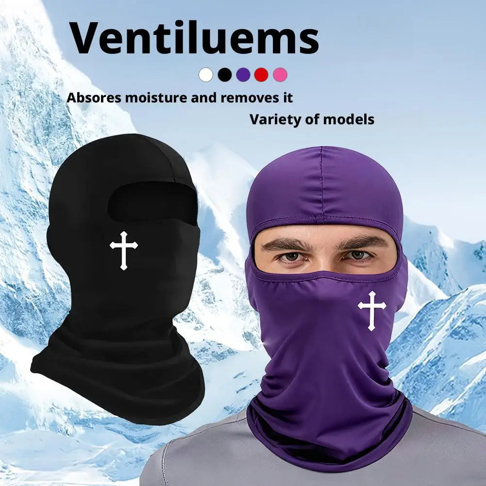 Breathable Black Cross Balaclava Caps for Men Face Ski Mask Beanie Four Seasons Bicycle Hiking Outdoor Sports Tool Bonnet Oasis Select