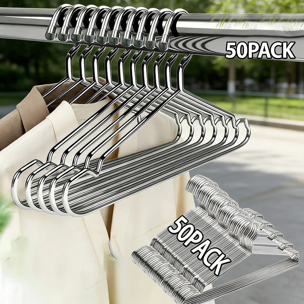 20/50PCS Heavy Duty Stainless Steel Hangers, 16.5 Inch Ultra Thin Space Saving Clothes Hangers, Polished Metal Wardrobe Hangers Oasis Select