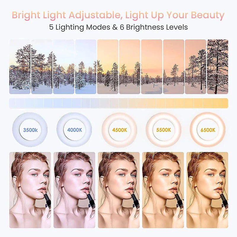 4-Inch Clip-On LED Ring Light | 5 Color Temps for Video & Makeup