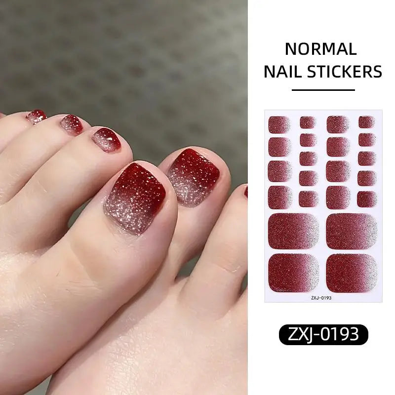 SADOER Glitter Toenail Stickers – 22-Tip Full Cover Nail Wraps Toenail Sticker Wraps Oasis Select style 10