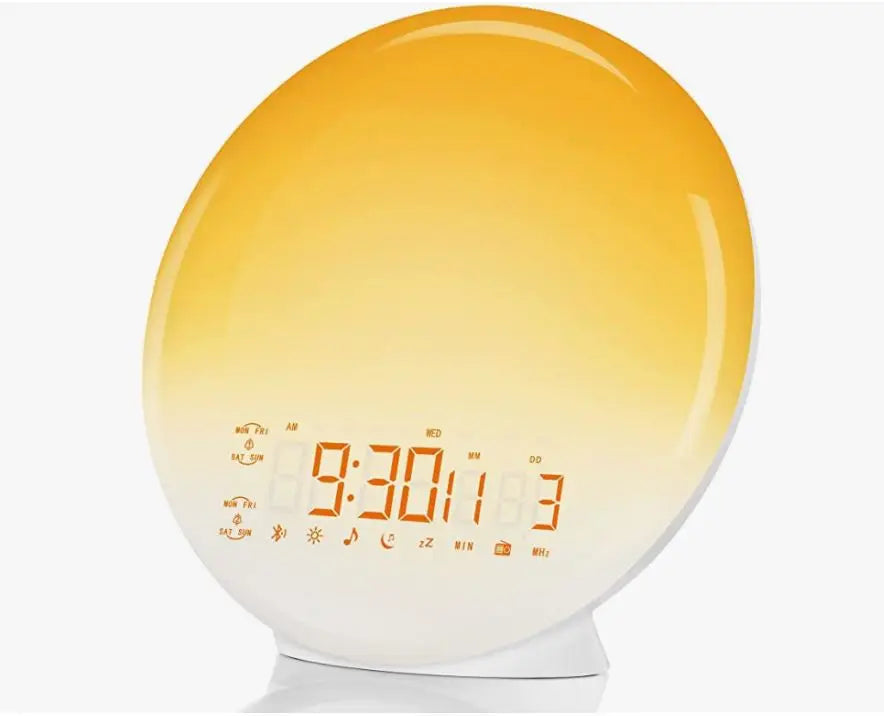 LED Smart Wireless Night Light Digital Wake Up Light Workday Alarm Clock Sunrise/Sunset Smart Life Induction Lamp Home Decor Oasis Select White