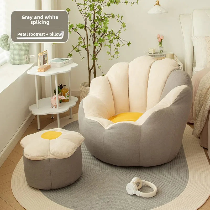 Lazy sofa rental living room small sofa single recliner tatami parcel flower sofa Oasis Select Gray white JT 60