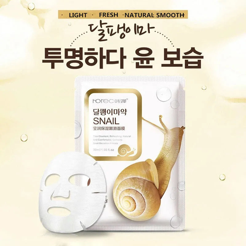 BIOAOUA Snail Essence Sheet Masks – Anti-Aging & Whitening Sheet Face Mask Oasis Select