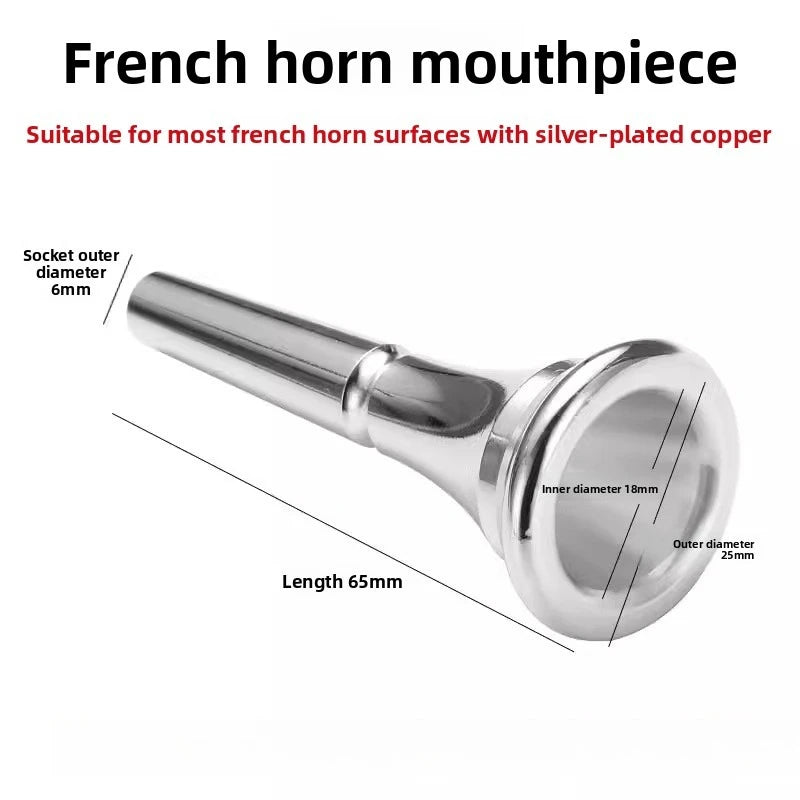 Professional Gold Silver Plated French Horn Mouthpiece Metal Copper Alloy French Horn Musical Instruments Oasis Select Silver