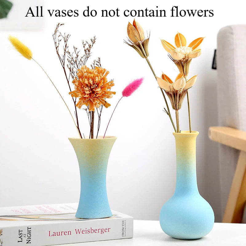 Frosted Gradient Mini Ceramic Vase Flower Arrangement Light Luxury Garden Home Dry Flower Living Room Table Decoration Oasis Select