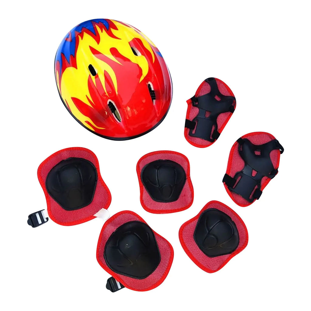 Children Protective Body Gear Safety Protection with Helmet Impact Resistant 7 in 1 Shock-absorbing Breathable for Outdoor Sport Oasis Select Red One Size